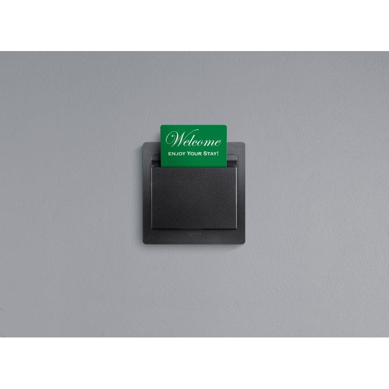 Механизм выключателя карточного 1-кл. СП Etika 2А IP20 с выдержкой времени и подсветкой для гостиничных номеров антрацит Leg 672693