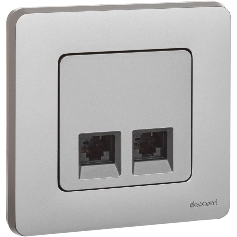 Механизм розетки компьютерной RJ45 2-м Inspiria CAT.6 UTP алюм. Leg 673842