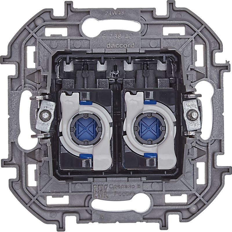 Механизм розетки компьютерной RJ45 2-м Inspiria CAT.6 UTP алюм. Leg 673842