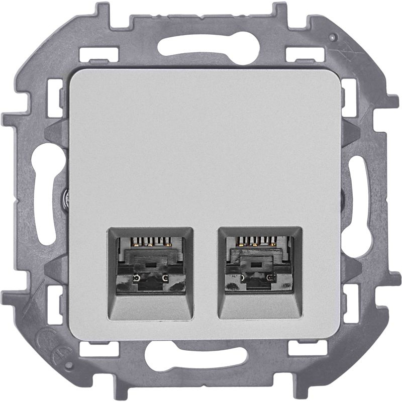 Механизм розетки компьютерной RJ45 2-м Inspiria CAT.6 UTP алюм. Leg 673842