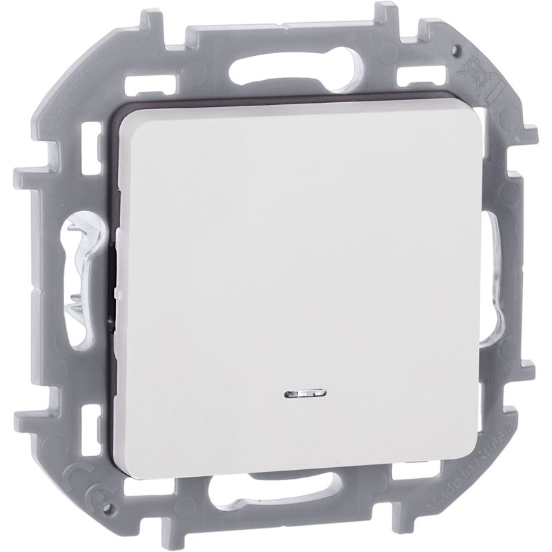 Механизм переключателя 1-кл. Inspiria 10А IP20 250В 10AX с подсветкой / индикацией бел. Leg 673660