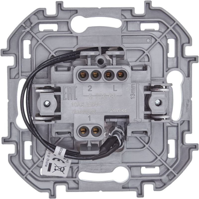 Механизм переключателя 1-кл. Inspiria 10А IP20 250В 10AX с подсветкой / индикацией бел. Leg 673660