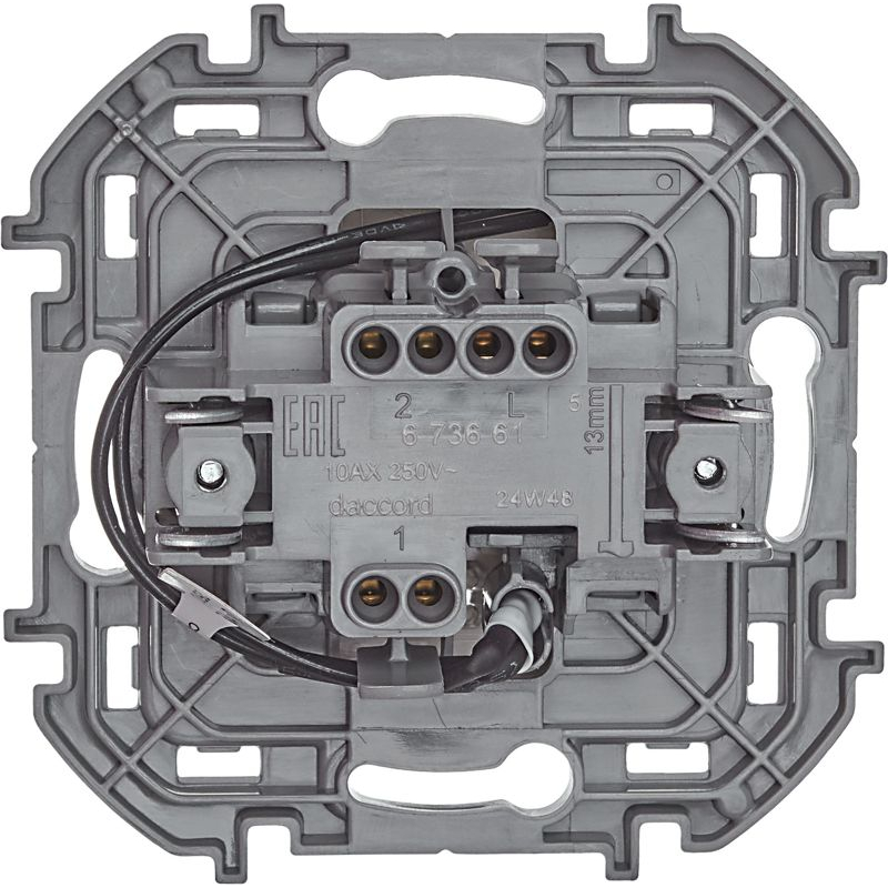 Механизм переключателя 1-кл. Inspiria 10А IP20 250В 10AX с подсветкой / индикацией сл. кость Leg 673661
