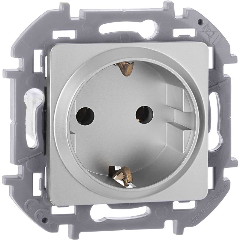 Механизм розетки 1-м СП Inspiria 16А IP20 2P+E немецк. стандарт алюм. Leg 673722