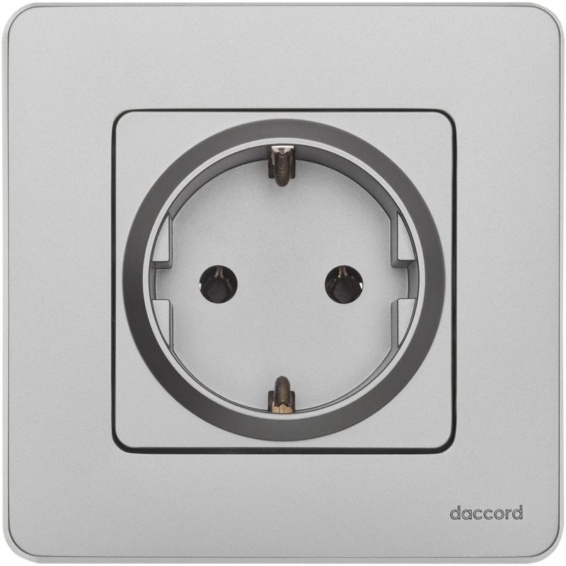 Механизм розетки 1-м СП Inspiria 16А IP20 2P+E немецк. стандарт алюм. Leg 673722