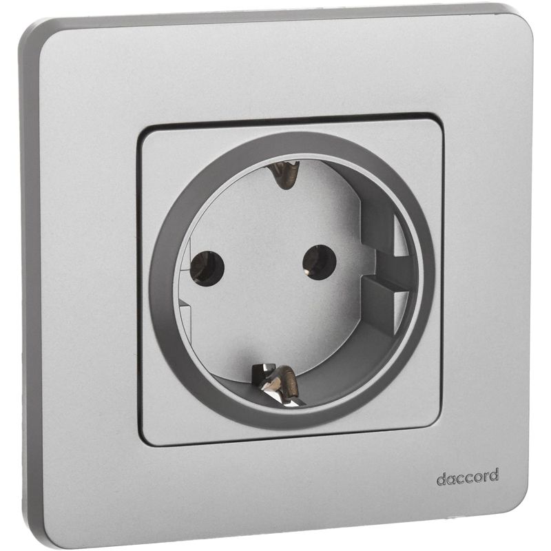 Механизм розетки 1-м СП Inspiria 16А IP20 2P+E немецк. стандарт алюм. Leg 673722