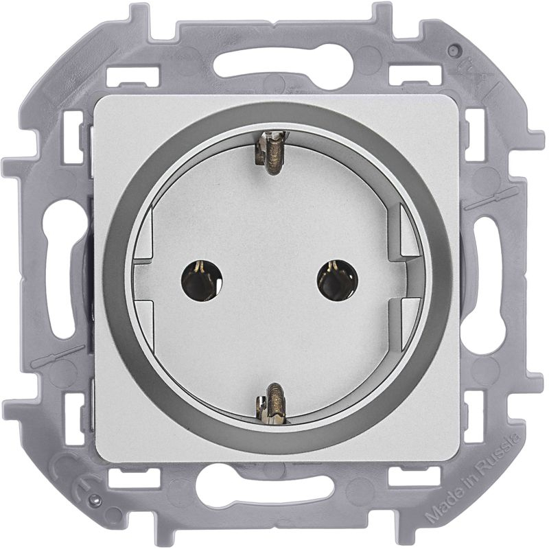 Механизм розетки 1-м СП Inspiria 16А IP20 2P+E немецк. стандарт алюм. Leg 673722