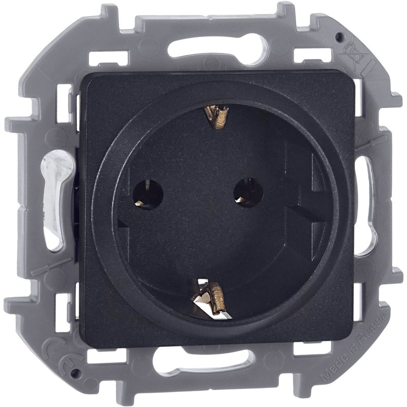 Механизм розетки 1-м СП Inspiria 16А IP20 250В 2P+E немецк. стандарт антрацит Leg 673723