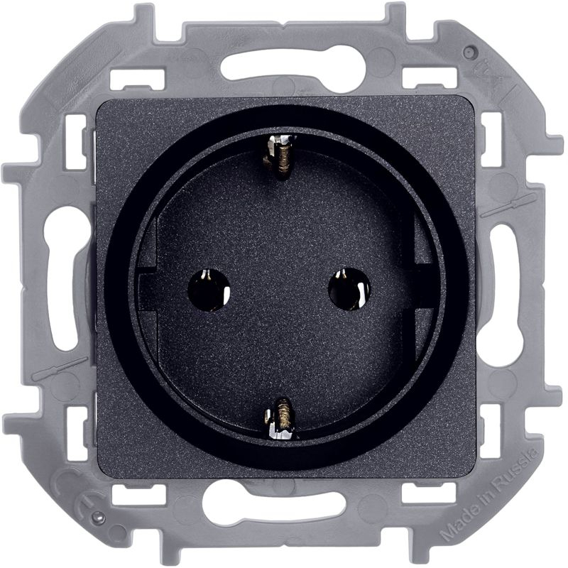 Механизм розетки 1-м СП Inspiria 16А IP20 250В 2P+E немецк. стандарт антрацит Leg 673723