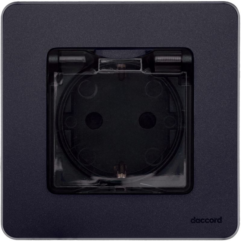 Механизм розетки 1-м СП Inspiria 16А IP44 250В 2P+E защ. шторки с крышкой немецк. стандарт антрацит Leg 673743