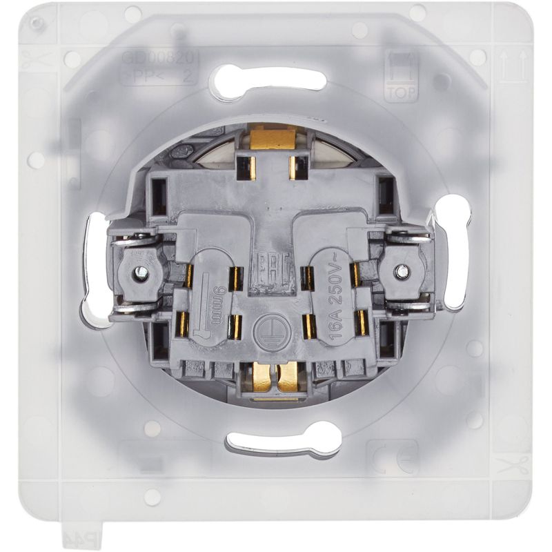 Механизм розетки 1-м СП Inspiria 16А IP44 250В 2P+E защ. шторки с крышкой немецк. стандарт сл. кость Leg 673741