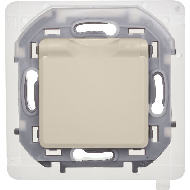 Механизм розетки 1-м СП Inspiria 16А IP44 250В 2P+E защ. шторки с крышкой немецк. стандарт сл. кость Leg 673741