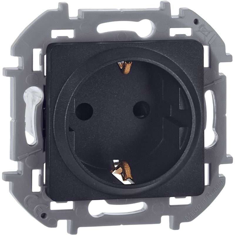 Механизм розетки 1-м СП Inspiria 16А IP20 250В 2P+E защ. шторки немецк. стандарт антрацит Leg 673733