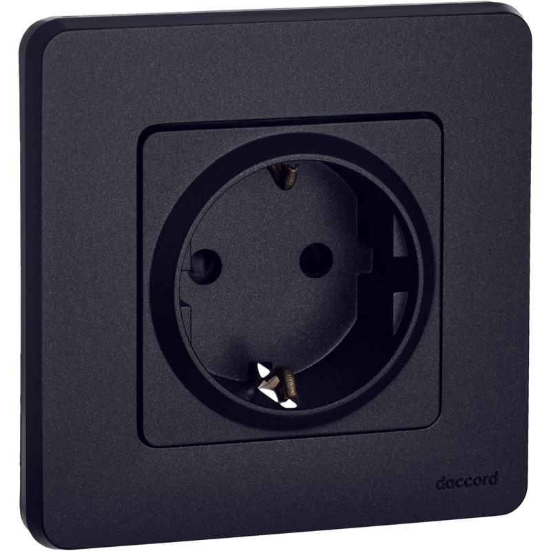 Механизм розетки 1-м СП Inspiria 16А IP20 250В 2P+E защ. шторки немецк. стандарт антрацит Leg 673733