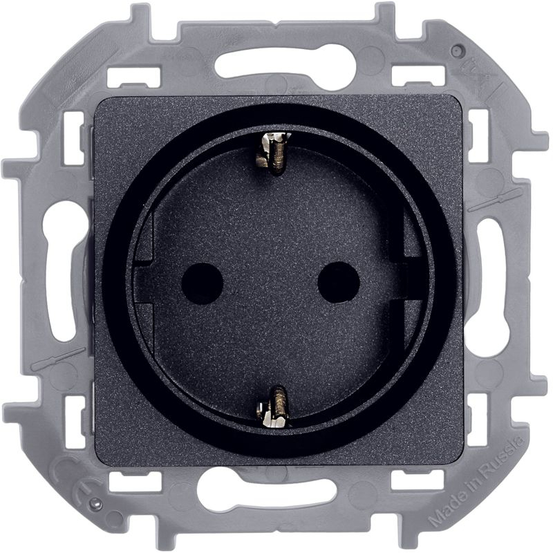 Механизм розетки 1-м СП Inspiria 16А IP20 250В 2P+E защ. шторки немецк. стандарт антрацит Leg 673733