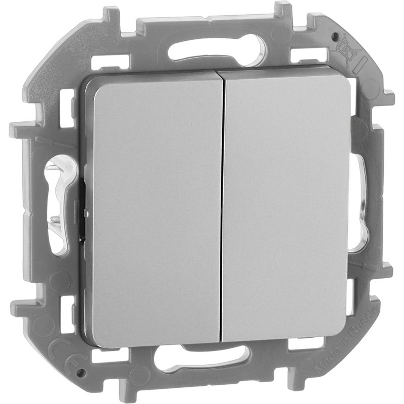 Механизм выключателя 2-кл. Inspiria 10А IP20 250В 10AX алюм. Leg 673622