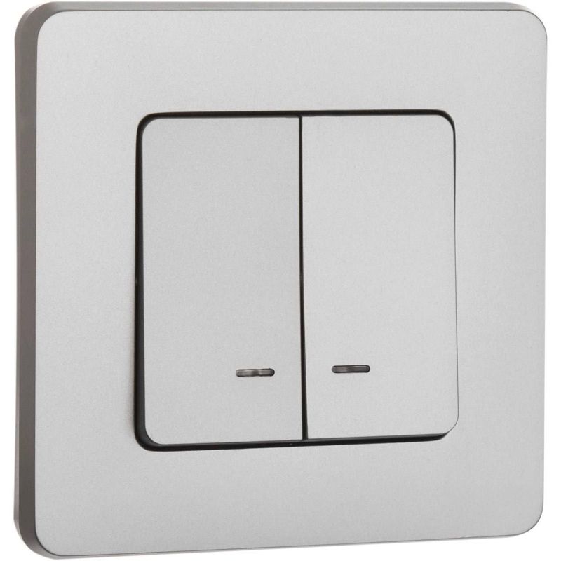 Механизм выключателя 2-кл. Inspiria 10А IP20 250В 10AX с подсветкой / индикацией алюм. Leg 673632