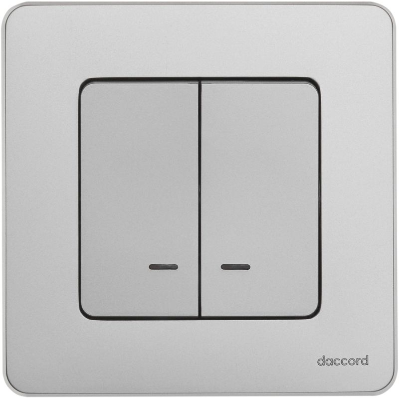 Механизм выключателя 2-кл. Inspiria 10А IP20 250В 10AX с подсветкой / индикацией алюм. Leg 673632