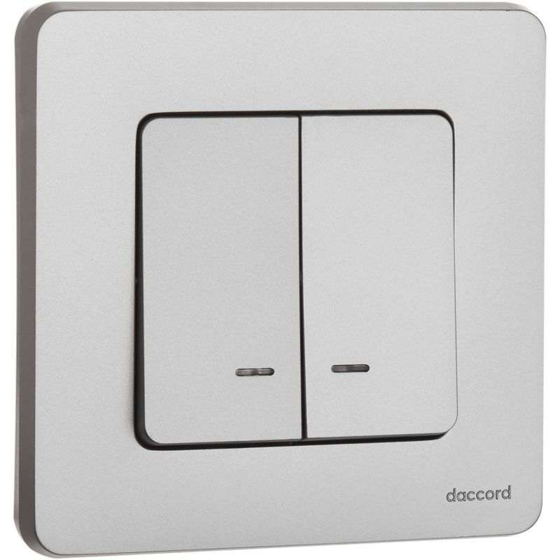 Механизм выключателя 2-кл. Inspiria 10А IP20 250В 10AX с подсветкой / индикацией алюм. Leg 673632