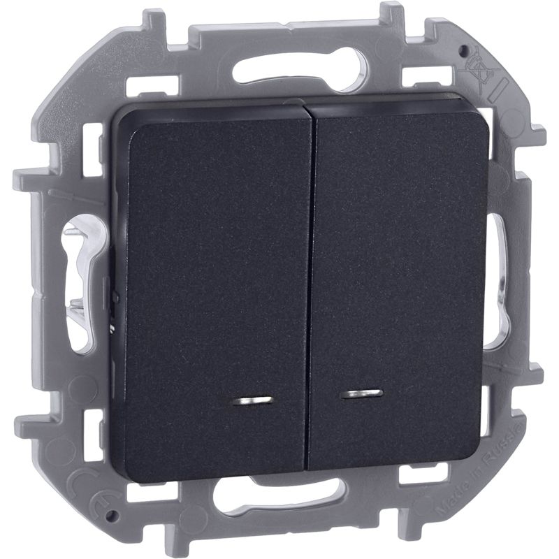 Механизм выключателя 2-кл. Inspiria 10А IP20 250В 10AX с подсветкой / индикацией антрацит Leg 673633