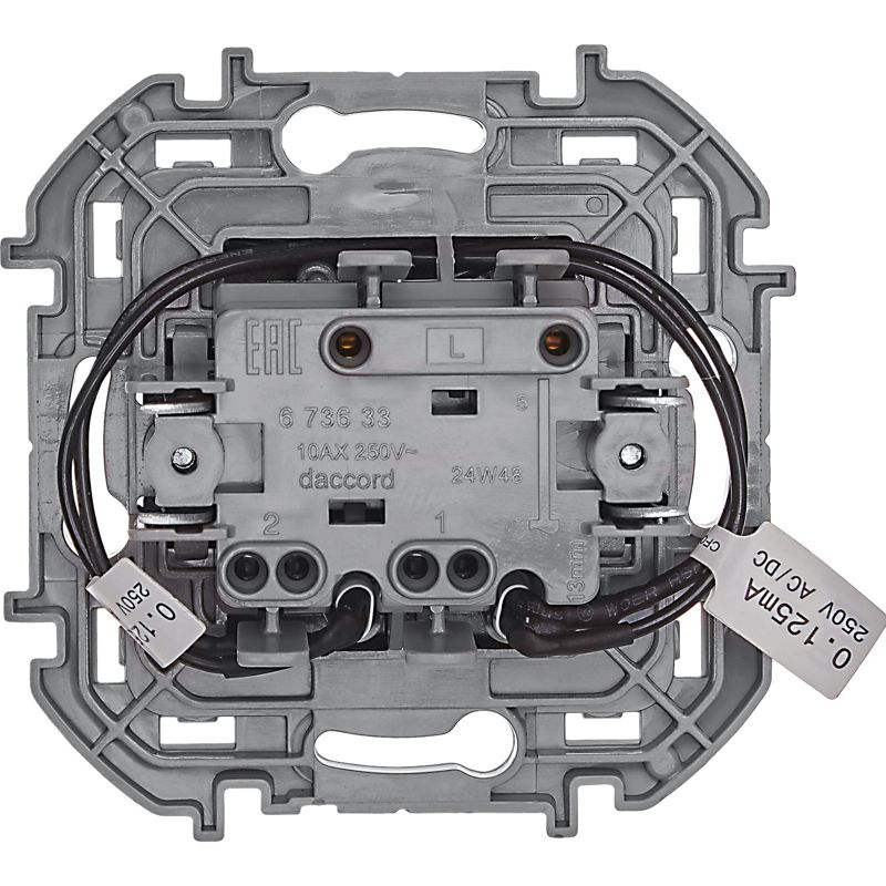 Механизм выключателя 2-кл. Inspiria 10А IP20 250В 10AX с подсветкой / индикацией антрацит Leg 673633