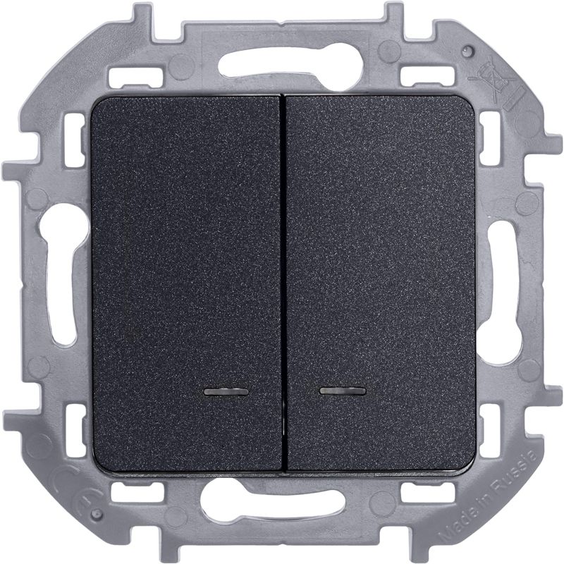 Механизм выключателя 2-кл. Inspiria 10А IP20 250В 10AX с подсветкой / индикацией антрацит Leg 673633