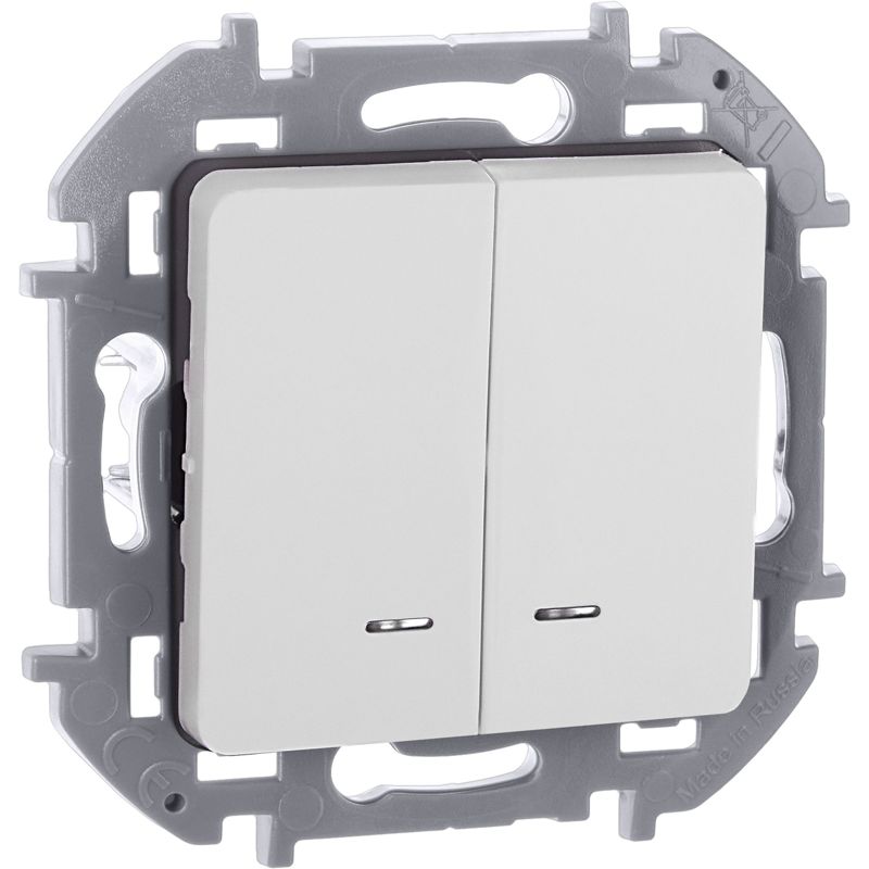 Механизм выключателя 2-кл. Inspiria 10А IP20 250В 10AX с подсветкой / индикацией бел. Leg 673630