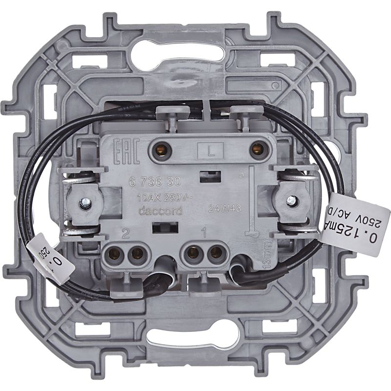 Механизм выключателя 2-кл. Inspiria 10А IP20 250В 10AX с подсветкой / индикацией бел. Leg 673630
