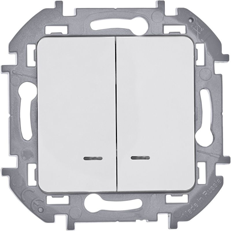 Механизм выключателя 2-кл. Inspiria 10А IP20 250В 10AX с подсветкой / индикацией бел. Leg 673630