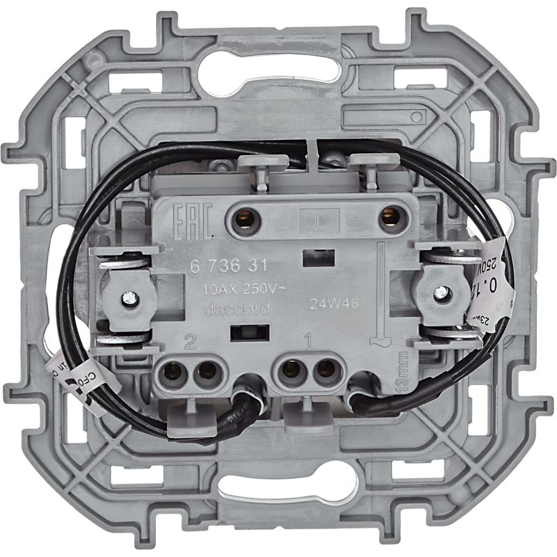 Механизм выключателя 2-кл. Inspiria 10А IP20 250В 10AX с подсветкой / индикацией сл. кость Leg 673631