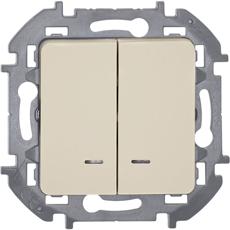 Механизм выключателя 2-кл. Inspiria 10А IP20 250В 10AX с подсветкой / индикацией сл. кость Leg 673631