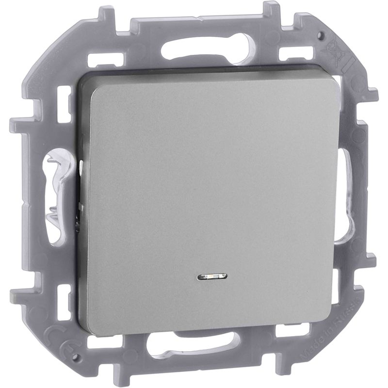 Механизм выключателя 1-кл. Inspiria 10А IP20 250В 10AX с подсветкой / индикацией алюм. Leg 673612