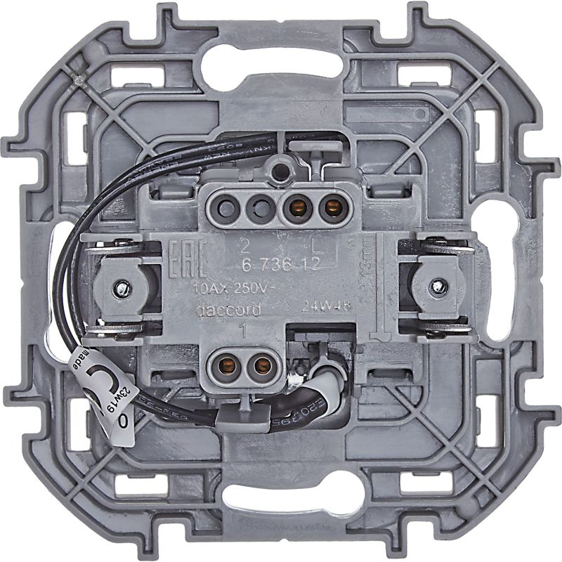 Механизм выключателя 1-кл. Inspiria 10А IP20 250В 10AX с подсветкой / индикацией алюм. Leg 673612