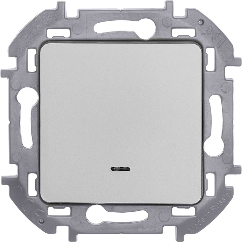 Механизм выключателя 1-кл. Inspiria 10А IP20 250В 10AX с подсветкой / индикацией алюм. Leg 673612