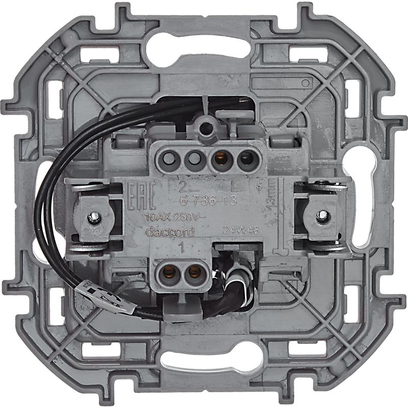 Механизм выключателя 1-кл. Inspiria 10А IP20 250В 10AX с подсветкой / индикацией антрацит Leg 673613