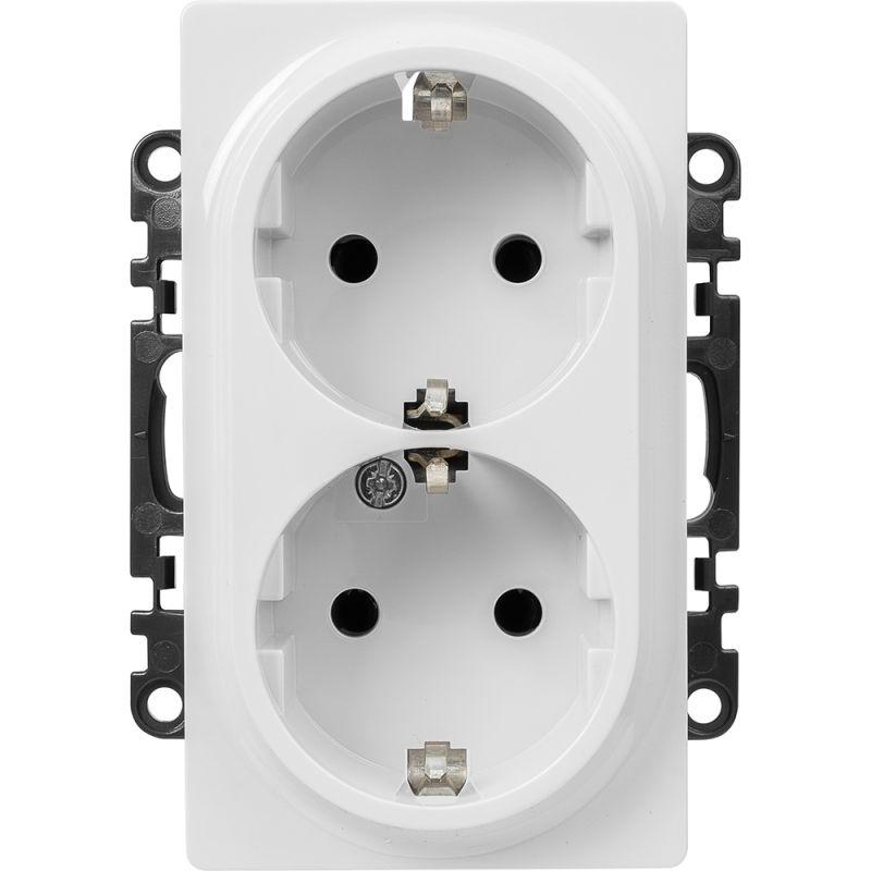 Механизм розетки 2-м СП Valena Life 16А IP20 250В 2х2P+E защ. шторки безвинт. клеммы с лицев. панелью бел. Leg 753426