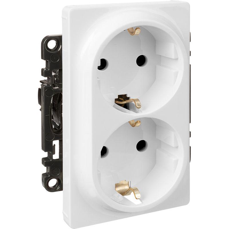 Механизм розетки 2-м СП Valena Life 16А IP20 250В 2х2P+E защ. шторки безвинт. клеммы с лицев. панелью бел. Leg 753426