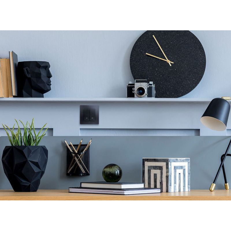 Механизм выключателя 2-кл. СП Etika 10А IP20 250В 10AX с подсветкой / индикацией авт. зажимы антрацит Leg 672604