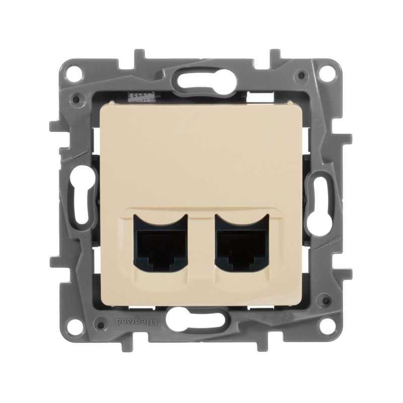 Механизм розетки комп. СП Etika RJ45 + RJ45 CAT.5E UTP сл. кость Leg 672355
