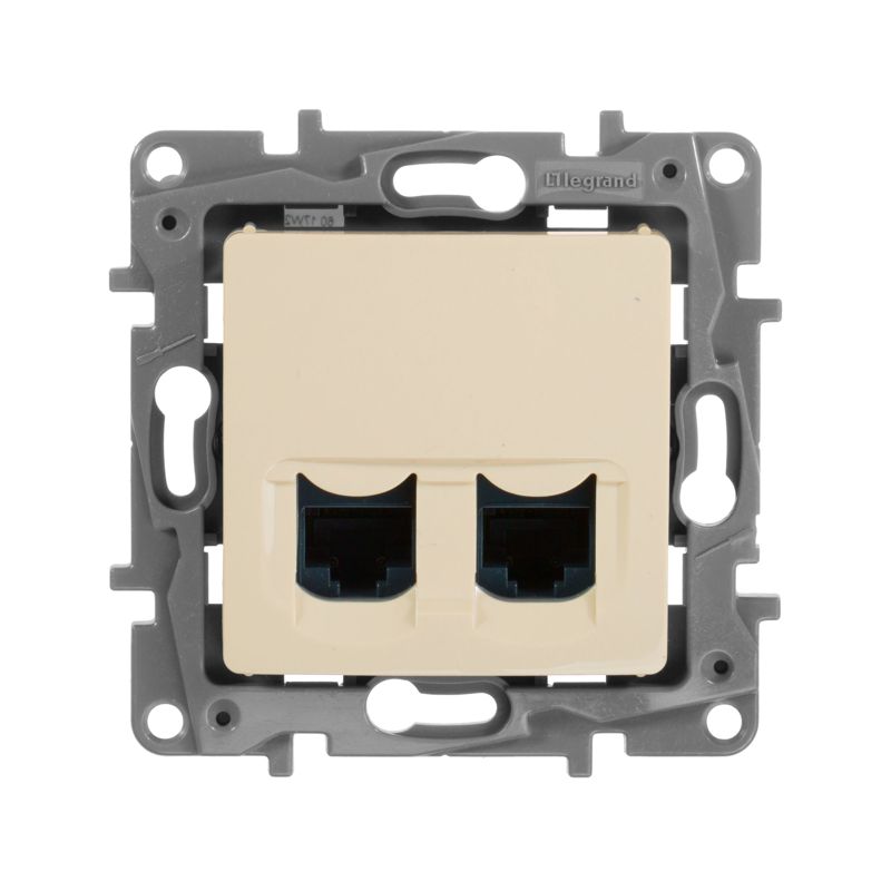 Механизм розетки комп. СП Etika RJ45 + RJ45 CAT.6 UTP сл. кость Leg 672354