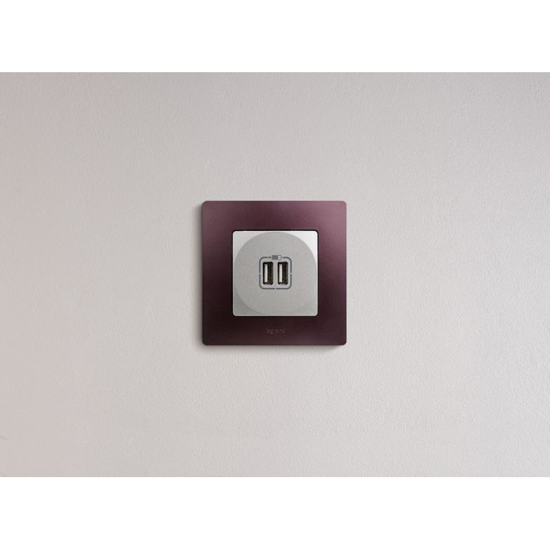 Механизм розетки USB 1-м СП Etika 2мод. 240В/5В 2400мА алюм. Leg 672494