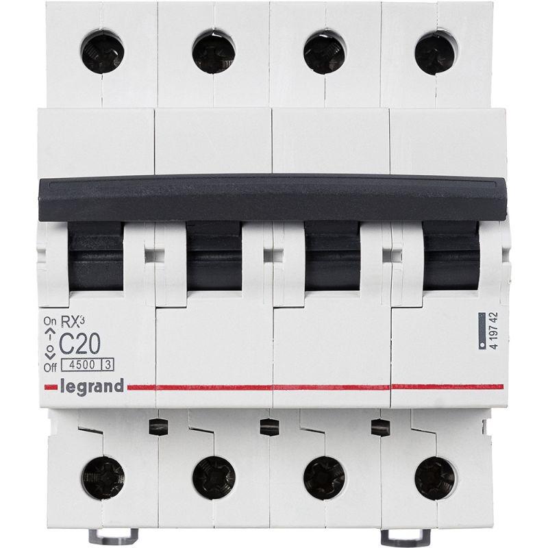 Выключатель автоматический модульный 4п C 20А 4.5кА RX3 Leg 419742