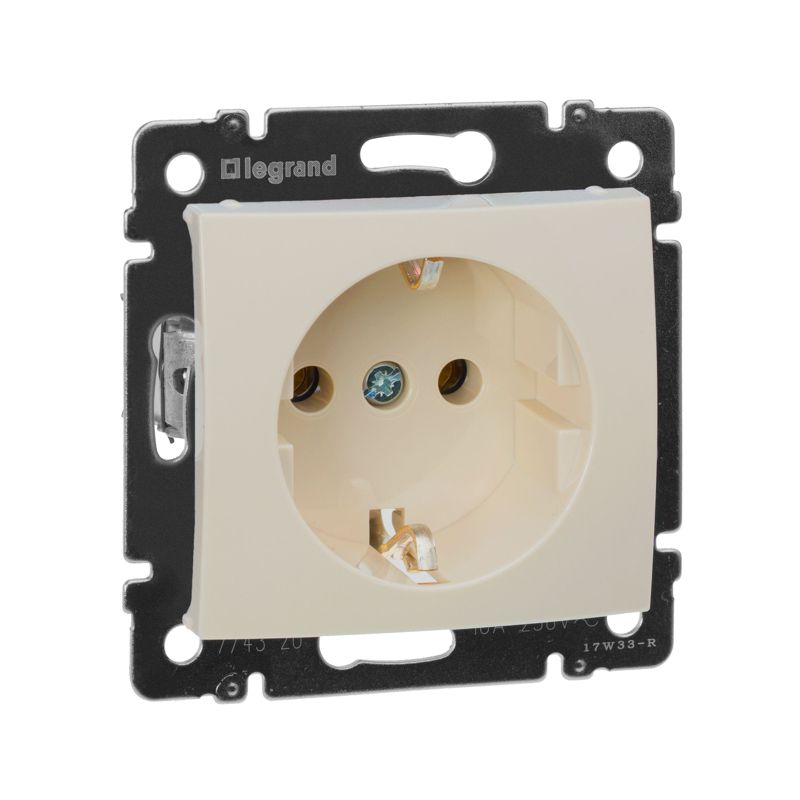 Механизм розетки 1-м СП Valena 16А IP20 с заземл. на винтах сл. кость Leg 774320