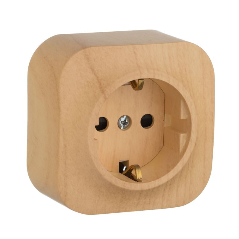 Розетка 1-местная ОП Quteo 16А IP20 250В 2P+E с заземлением защитные шторки дерево