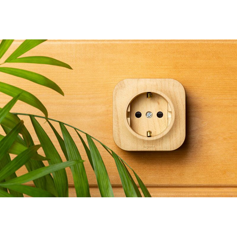 Розетка 1-местная ОП Quteo 16А IP20 250В 2P+E с заземлением защитные шторки дерево