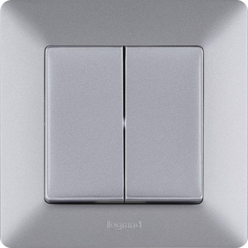 Механизм выключателя 2-кл. СП Valena Life 10А IP20 250В с лиц. панелью безвинт. зажимы алюм. Leg 752605