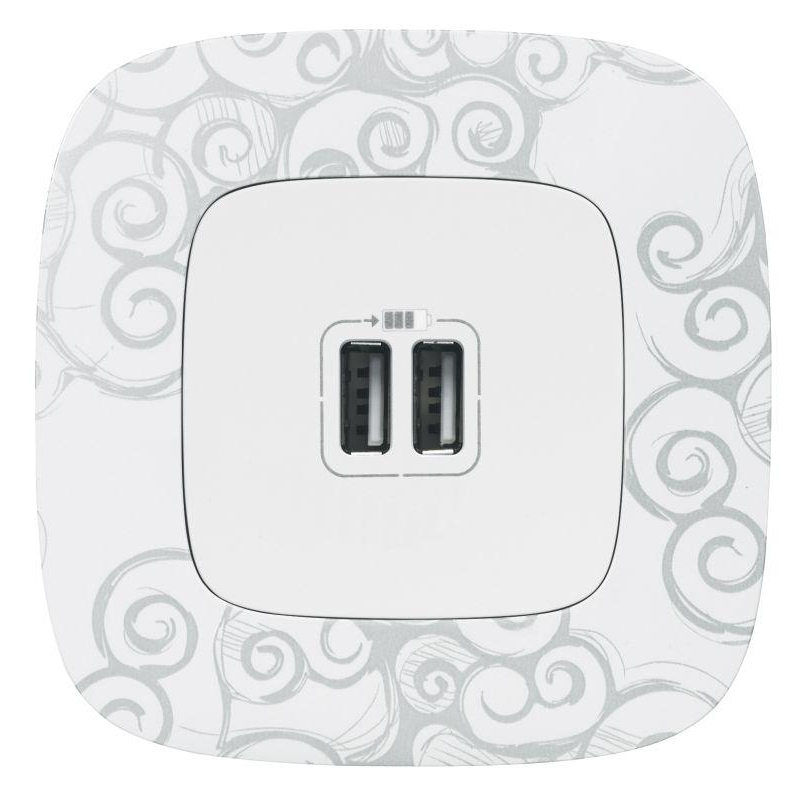 Устройство зарядное Valena Allure с 2-мя USB-разъемами 240В/5В 1500мА с лиц. панелью бел. Leg 754995