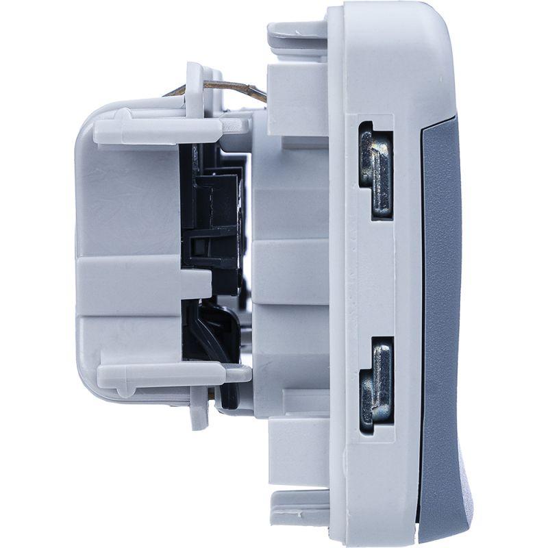 Механизм розетки 2-м СП Plexo 16А IP55 горизонт. 2х2P+E с заземл. с крышкой немецк. стандарт сер. Leg 069576