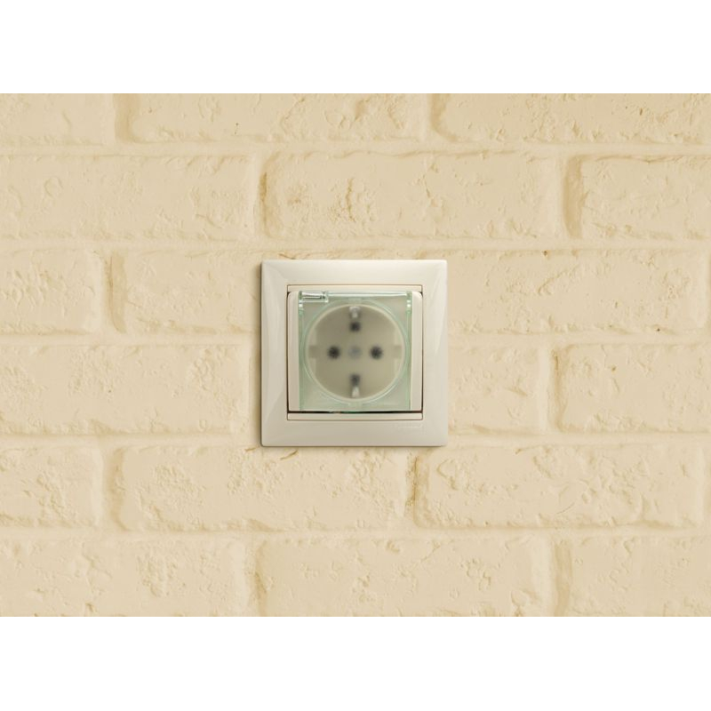 Механизм розетки 1-м СП Valena 16А IP44 2P+E защ. шторки с крышкой немецк. стандарт сл. кость Leg 774120