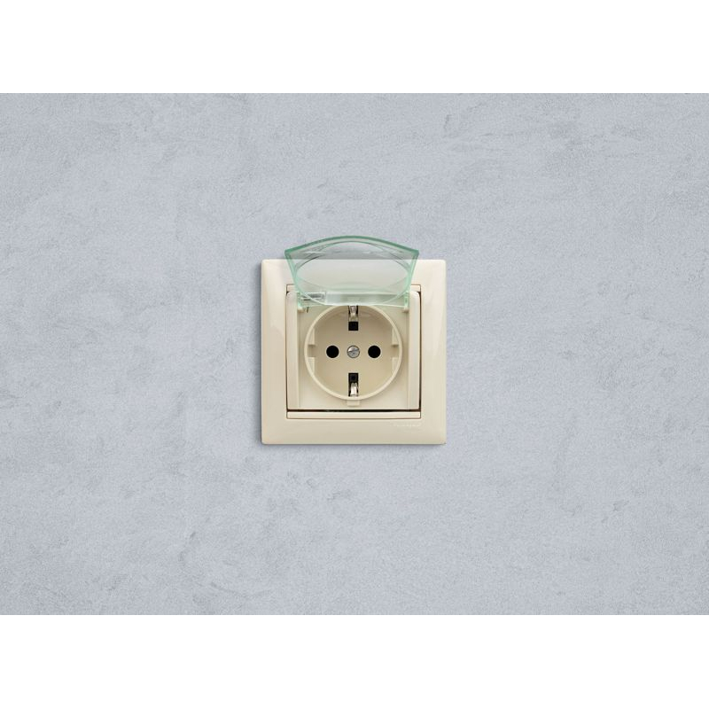 Механизм розетки 1-м СП Valena 16А IP44 2P+E защ. шторки с крышкой немецк. стандарт сл. кость Leg 774120